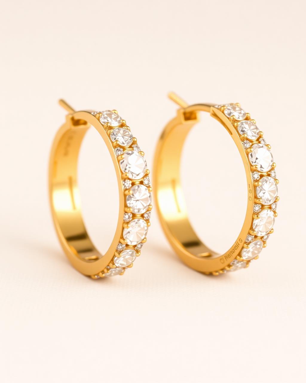 Pavé Hoops in Yellow Gold