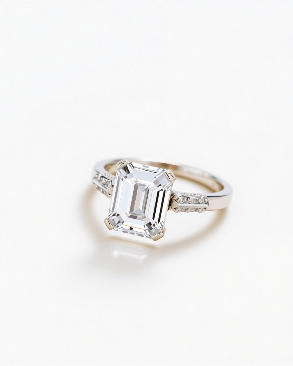 Emerald-cut in White Gold